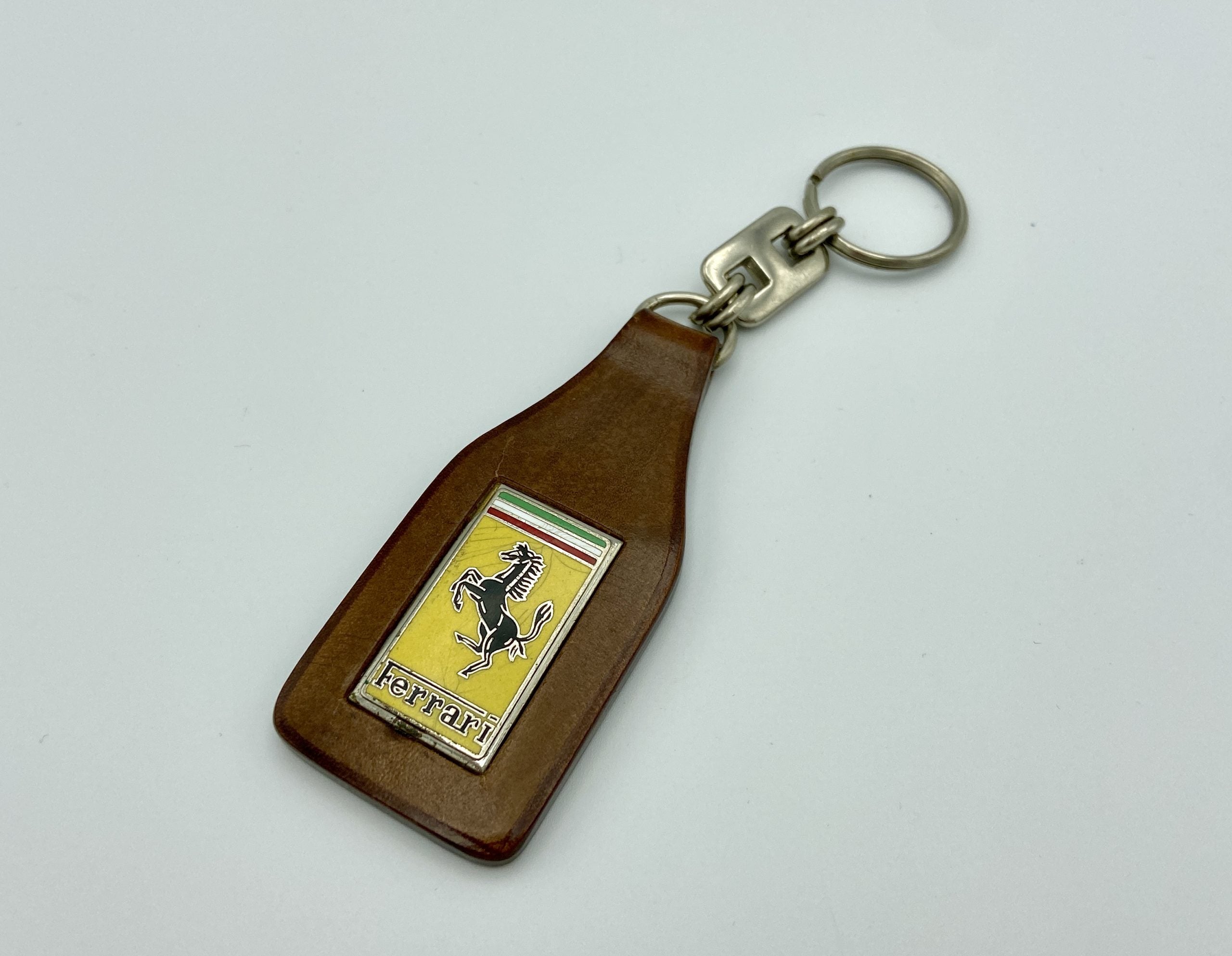 Ferrari Schedoni Leather Keychain, Keyfob, Prancing Horse logo