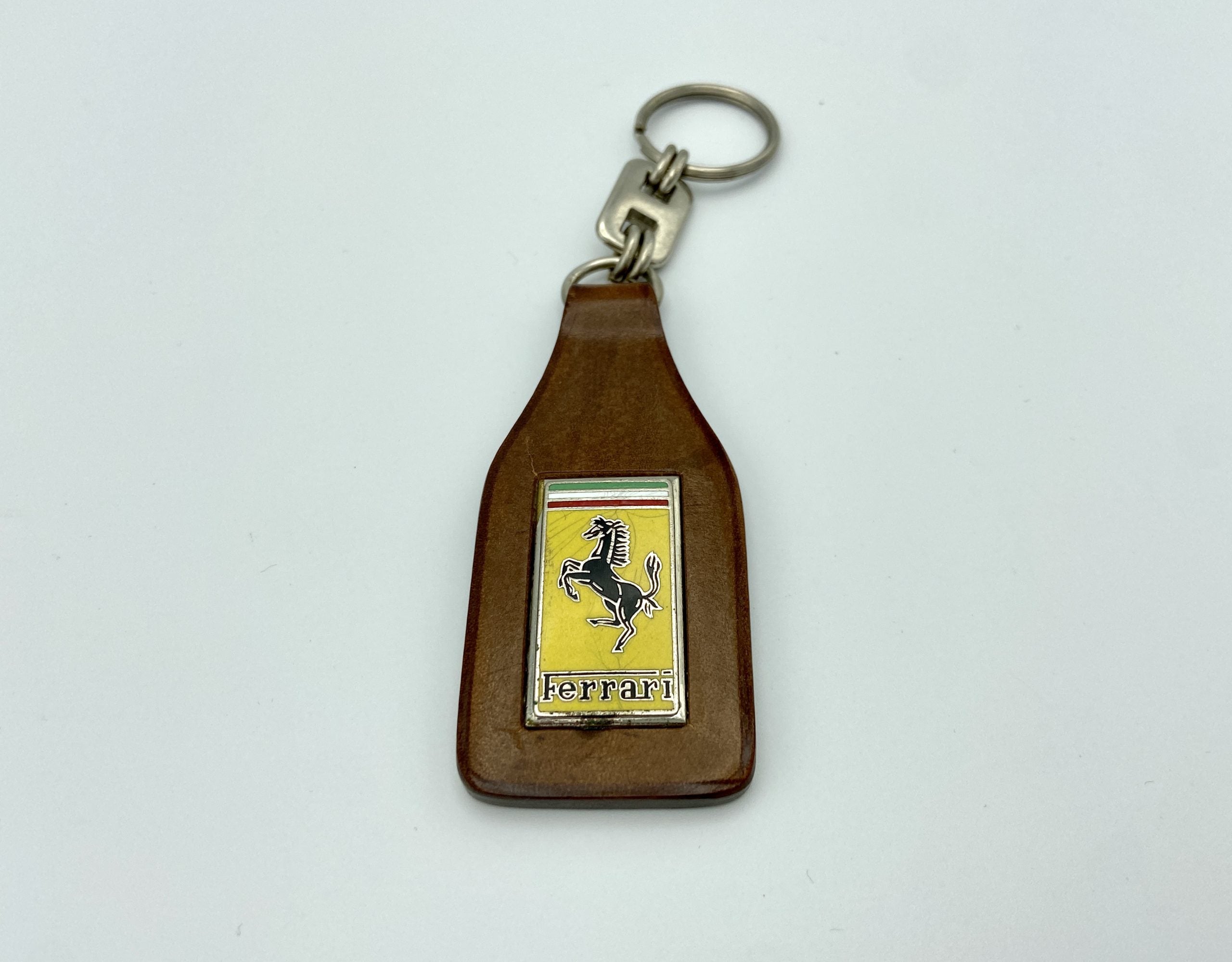 Ferrari Schedoni Leather Keychain, Keyfob, Prancing Horse logo