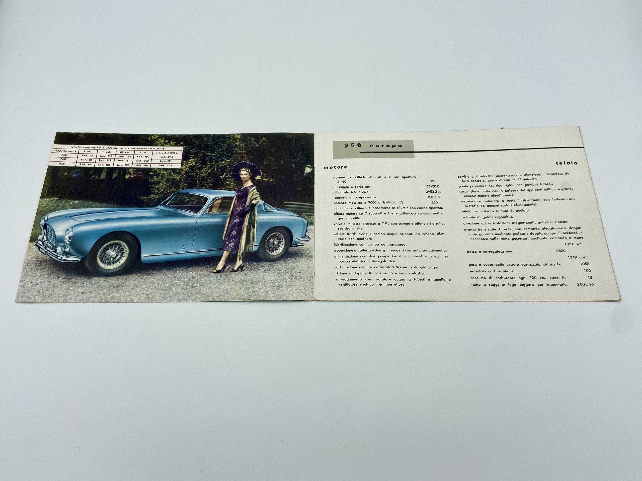 Ferrari 250 Europa, 500 Mondial, 750 Monza Sales Brochure – Italian