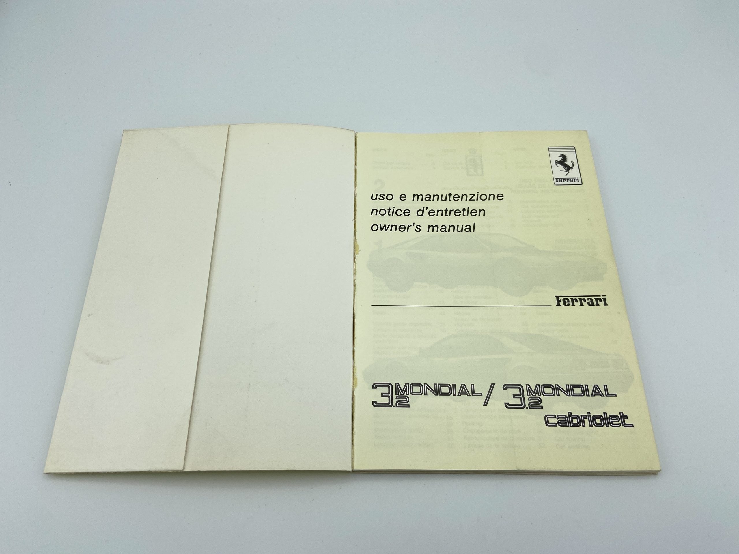 Ferrari Mondial 3.2 Owner’s Manual #497/88 – 1988