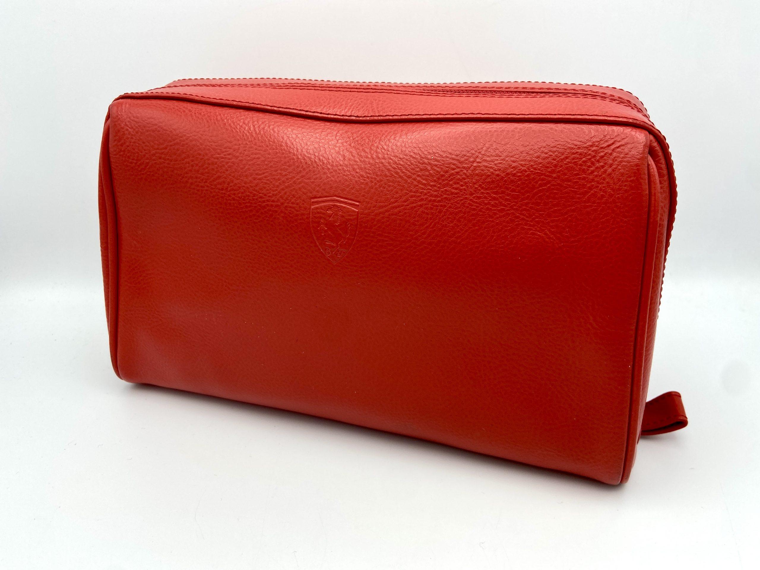 Ferrari Schedoni Red Leather Wash Bag, Personal Care Bag