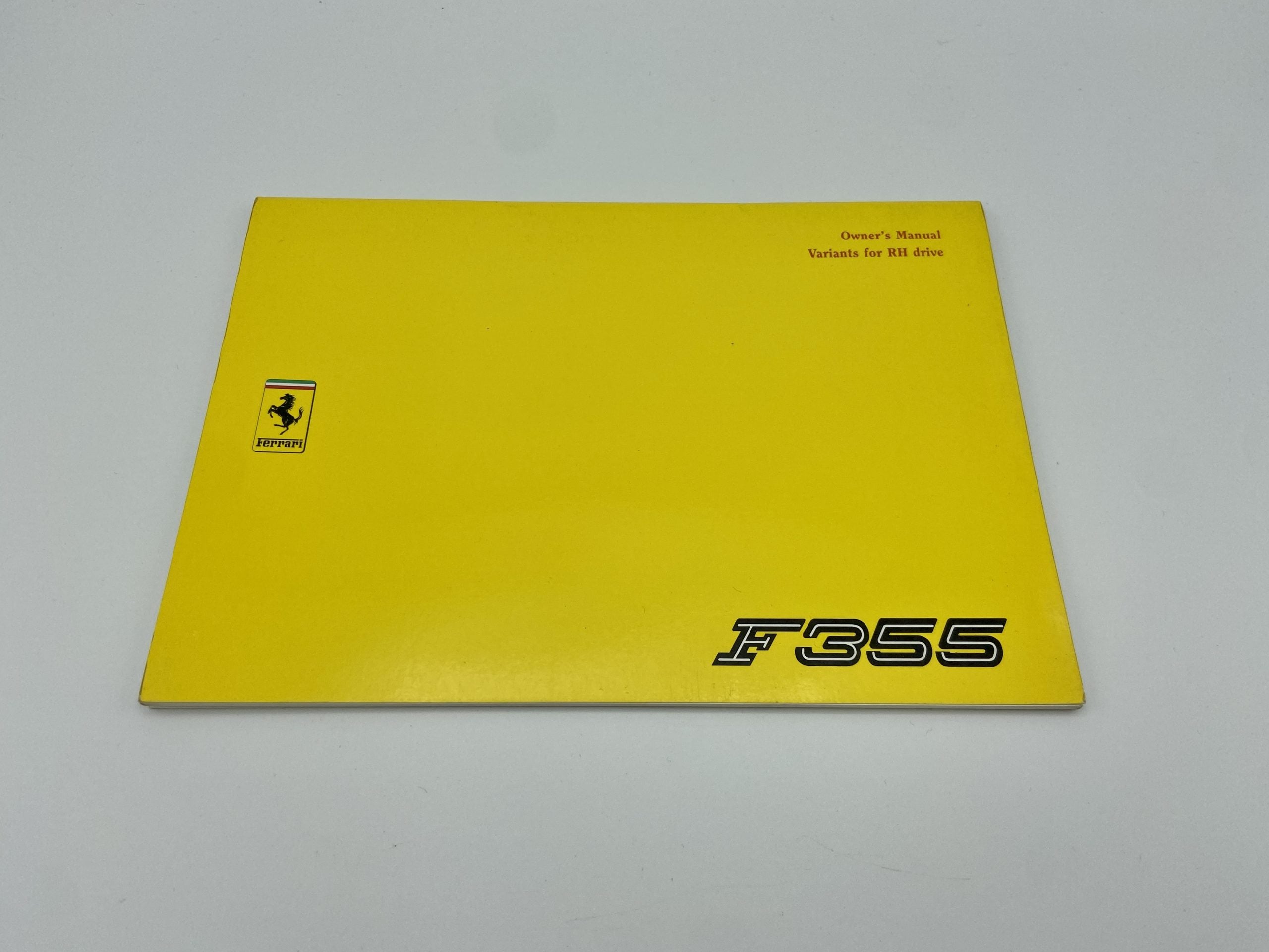 Ferrari F355 Berlinetta & GTS Owner’s Manual, Variants for RHD Cars #1019/95 – 1995