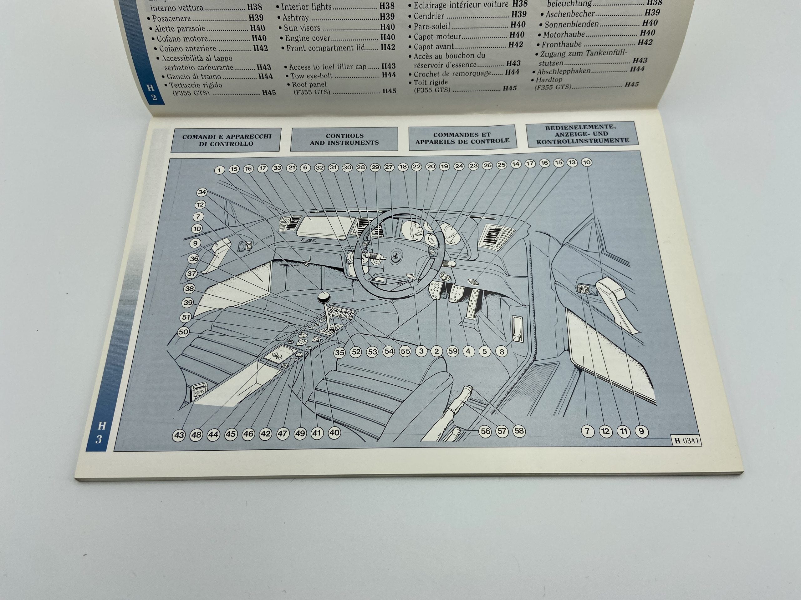 Ferrari F355 Berlinetta & GTS Owner’s Manual, Variants for RHD Cars #1019/95 – 1995