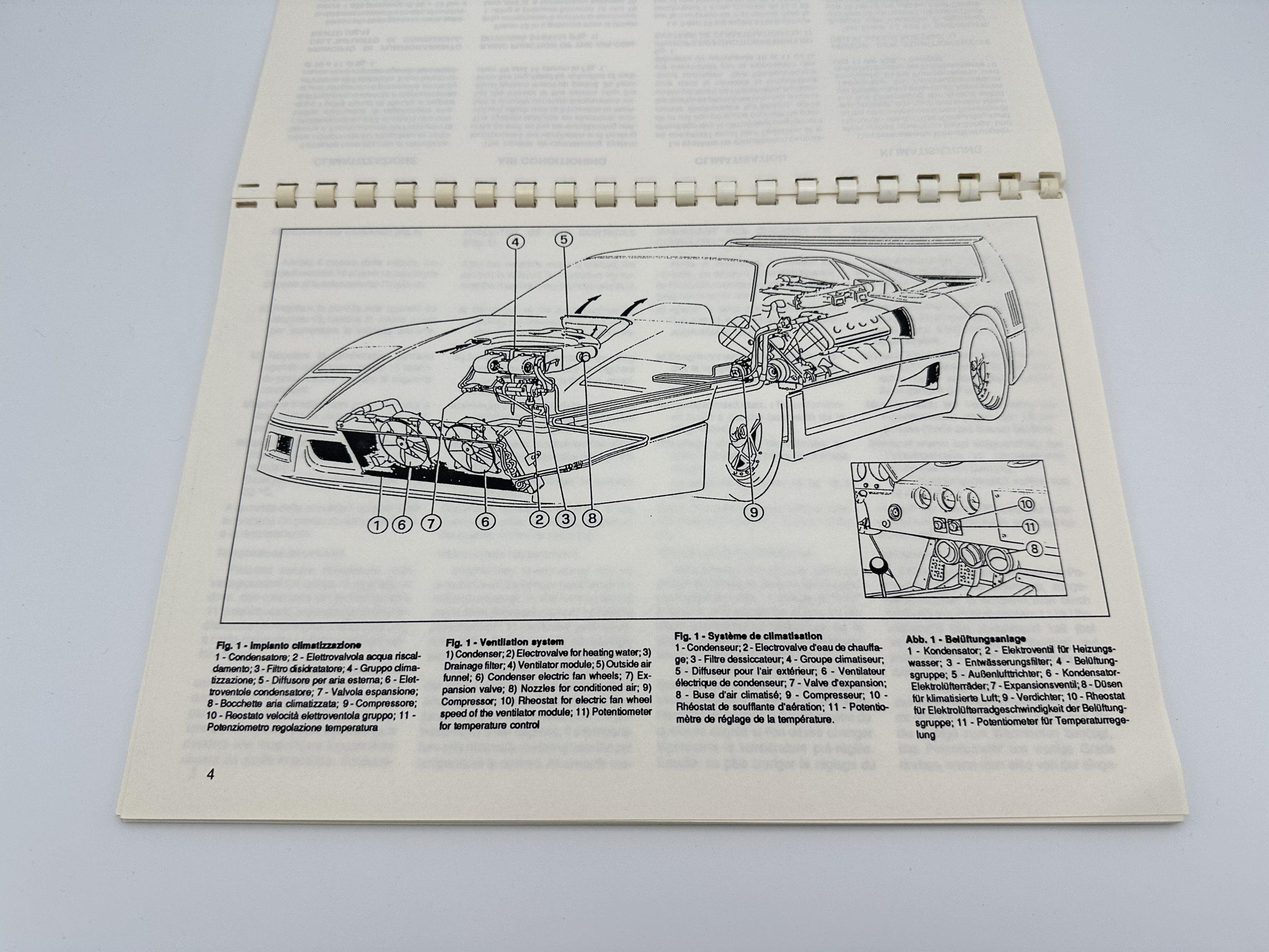 Ferrari F40 Climate Control, Air-Conditioning, Climatizzazione Workshop Manual - Servicing