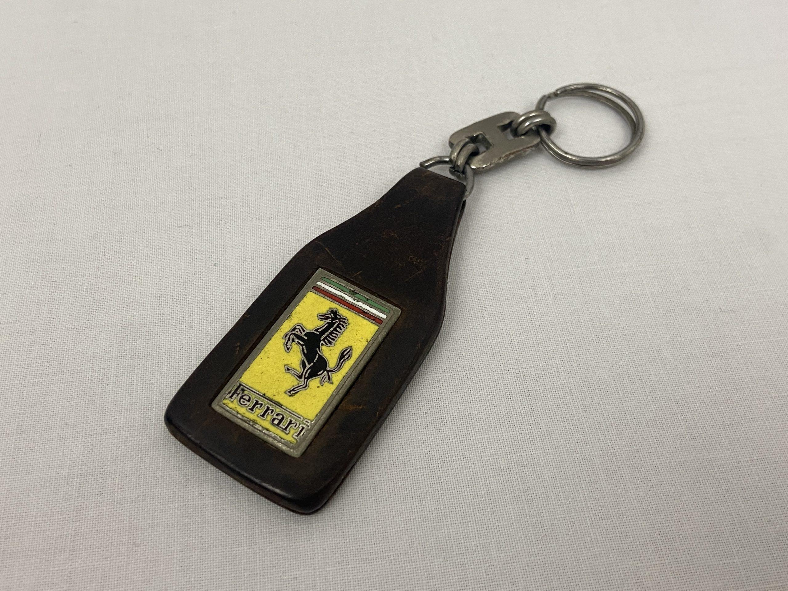 Ferrari Early Schedoni Leather Keychain, Keyfob, Prancing Horse logo