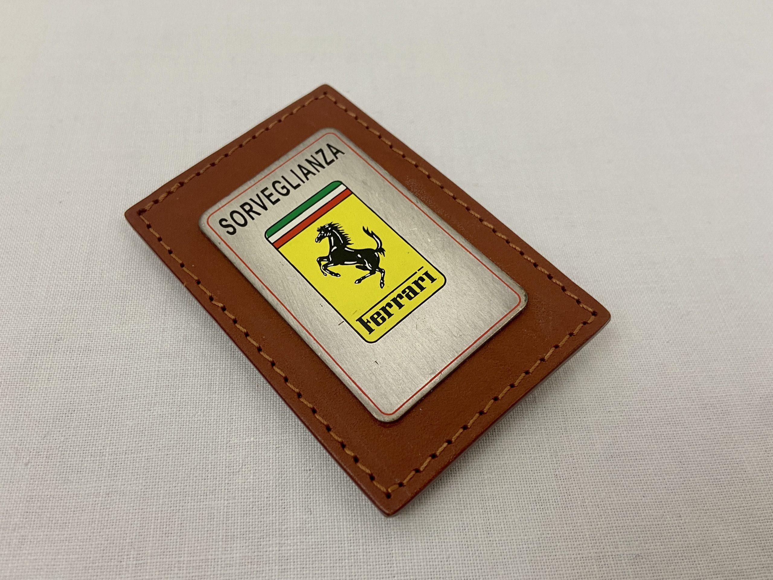 Ferrari Surveillance, Sorveglianza Lapel Pin on Schedoni Leather