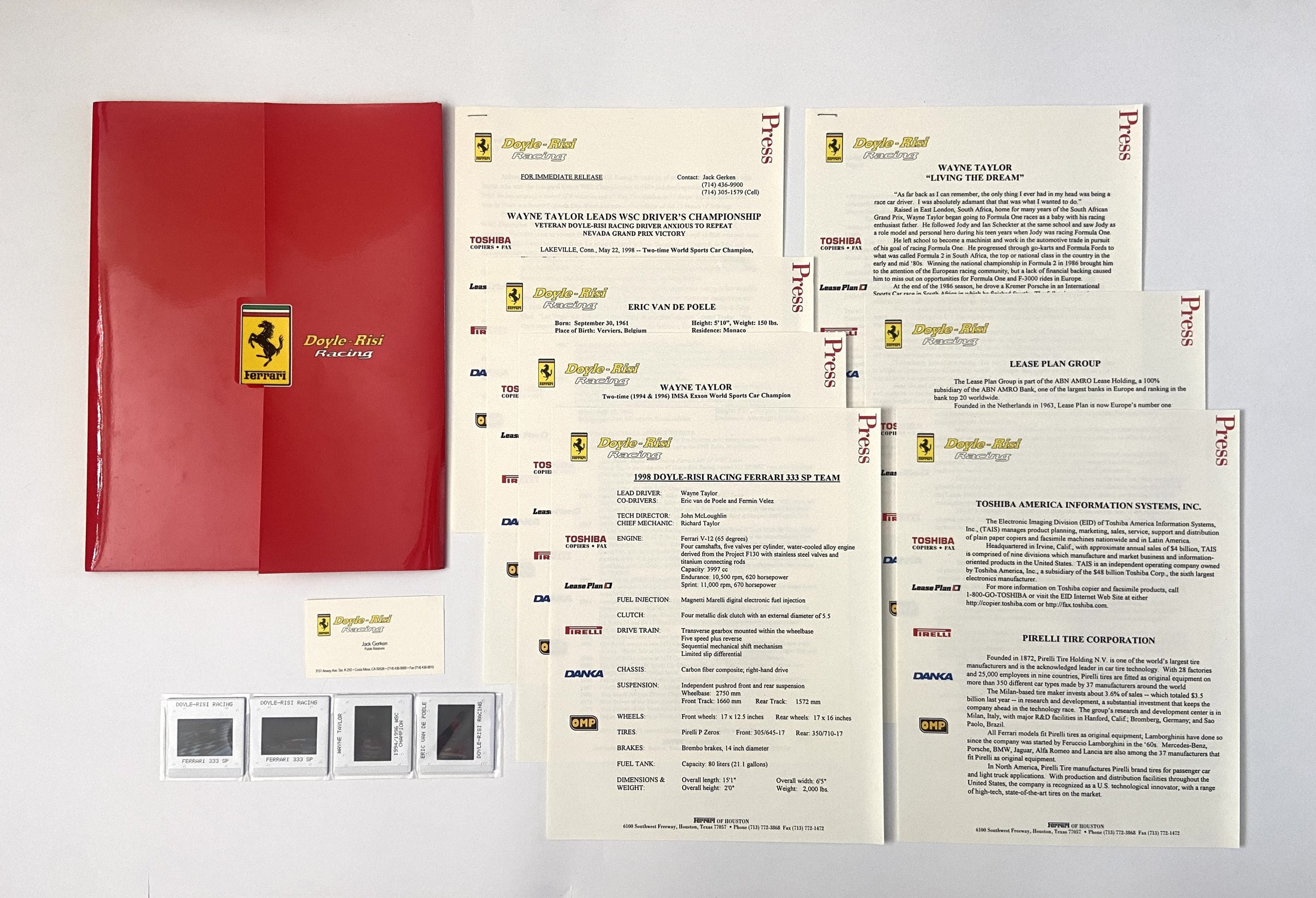 Ferrari 333 SP Michelotto Sport Prototype Doye-Risi Racing Team, Press Folder, Brochure - 1998