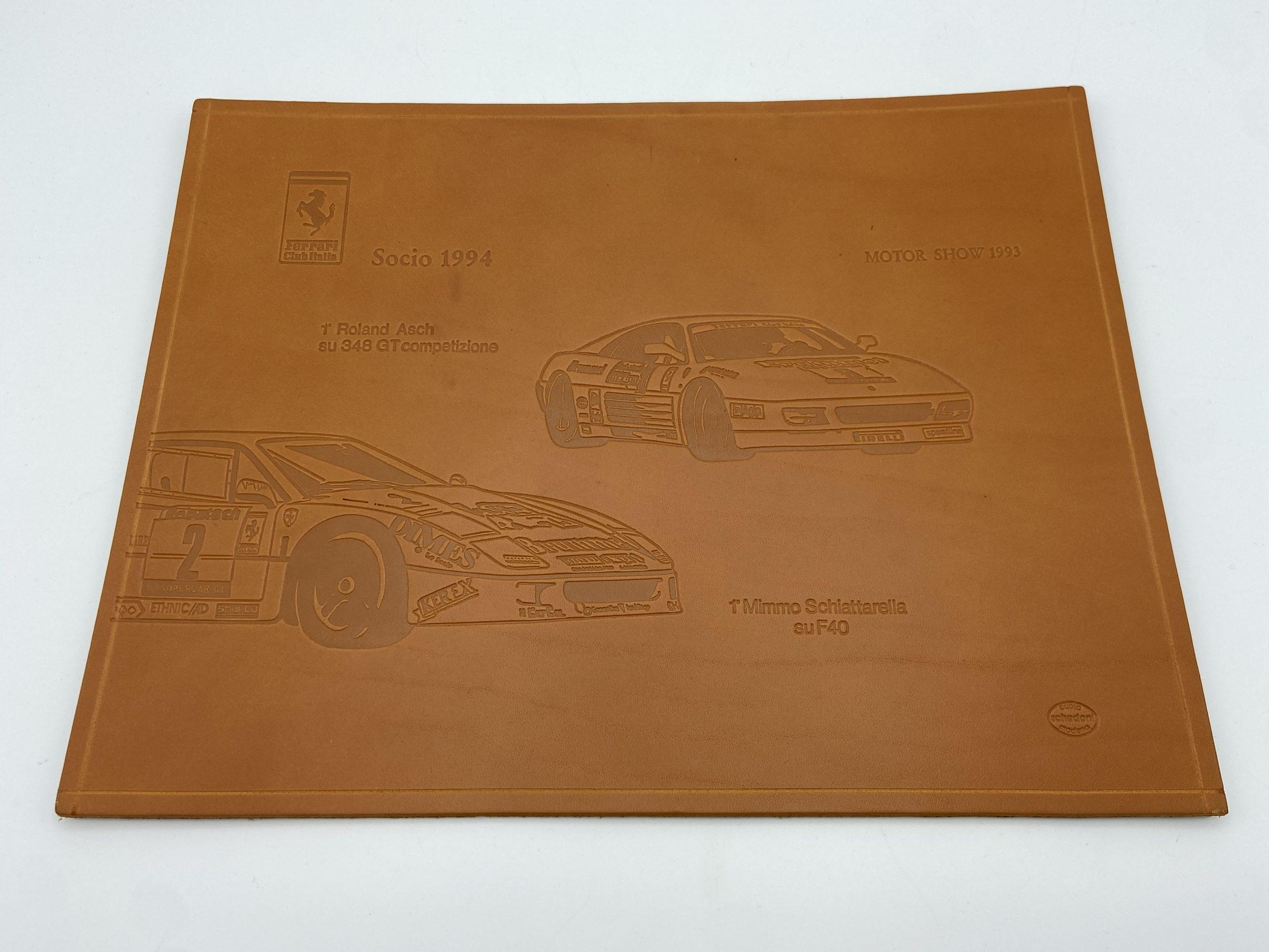 Ferrari F40LM, 348 GT Competizione Schedoni Leather Plaque, Plate – Club of Italy – Socio 1994