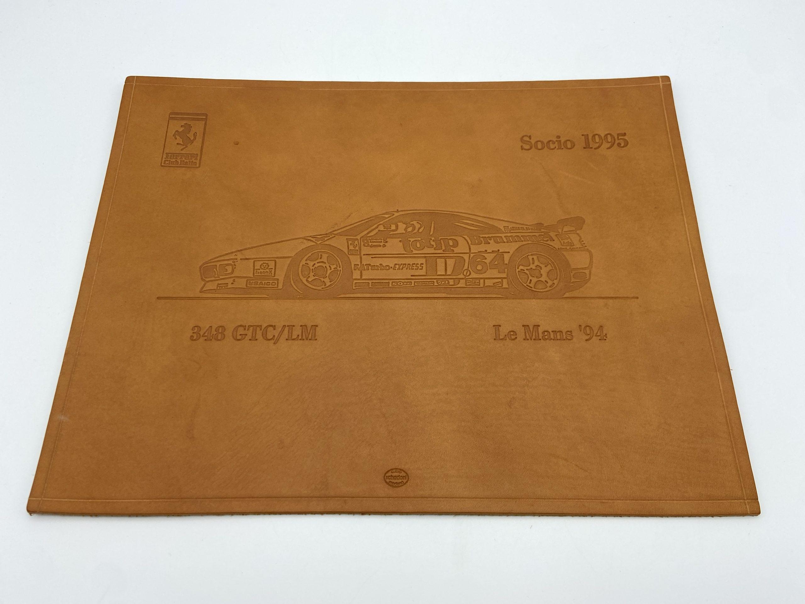 Ferrari 348 GTC Le Mans '94 Schedoni Leather Plaque, Plate - Club of Italy - Socio 1995