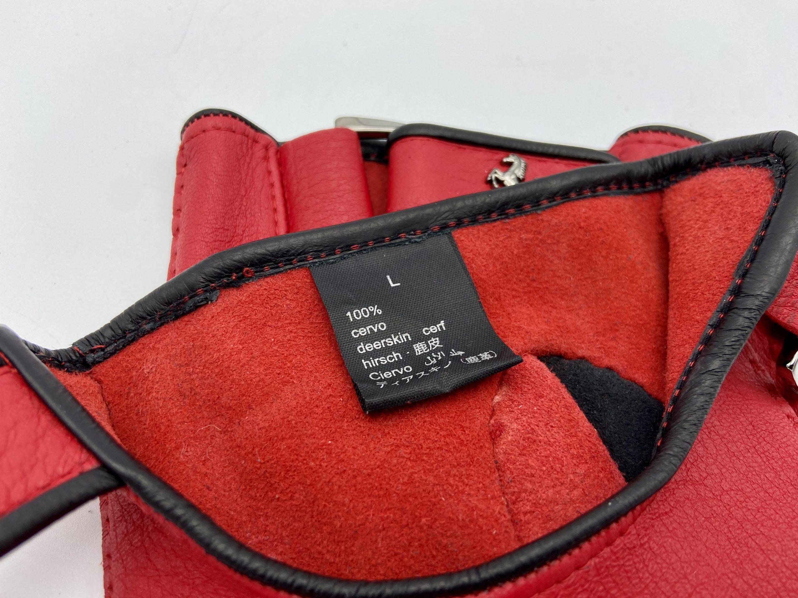 Ferrari Fingerless Red Leather Driving Gloves – Size L – Official Merchandise