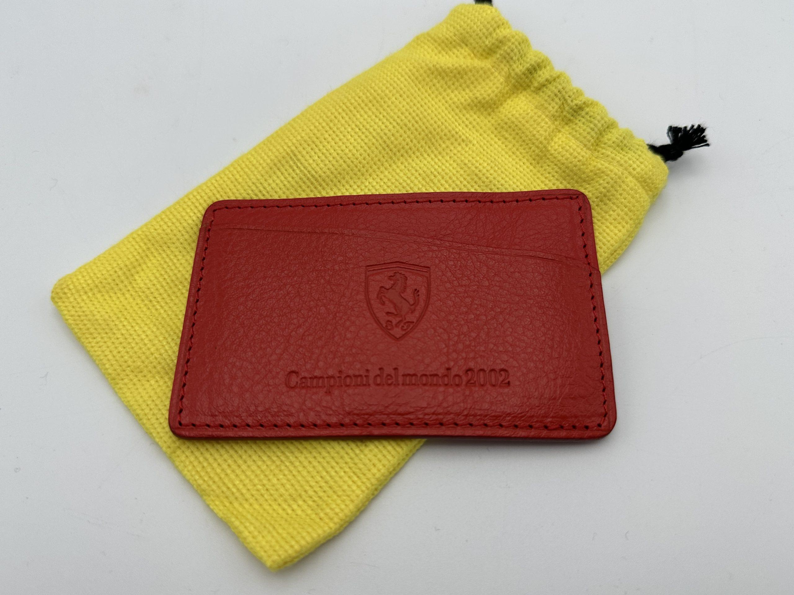 Ferrari Schedoni Red Leather Credit Card Pouch, Wallet - World Champions 2002