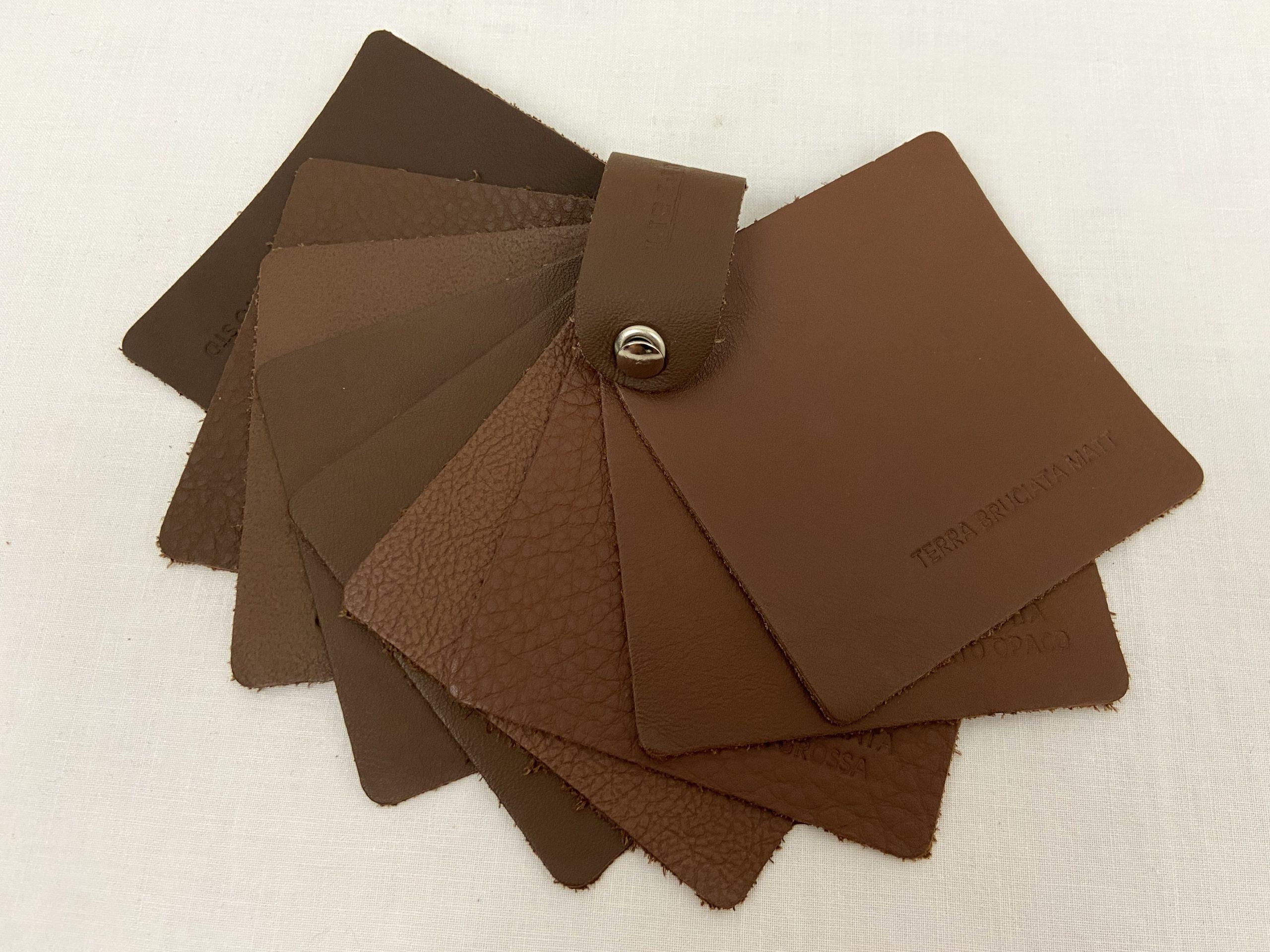 Ferrari Brown Leather Style Sample Swatch, Colour Range - Dealership Brochure