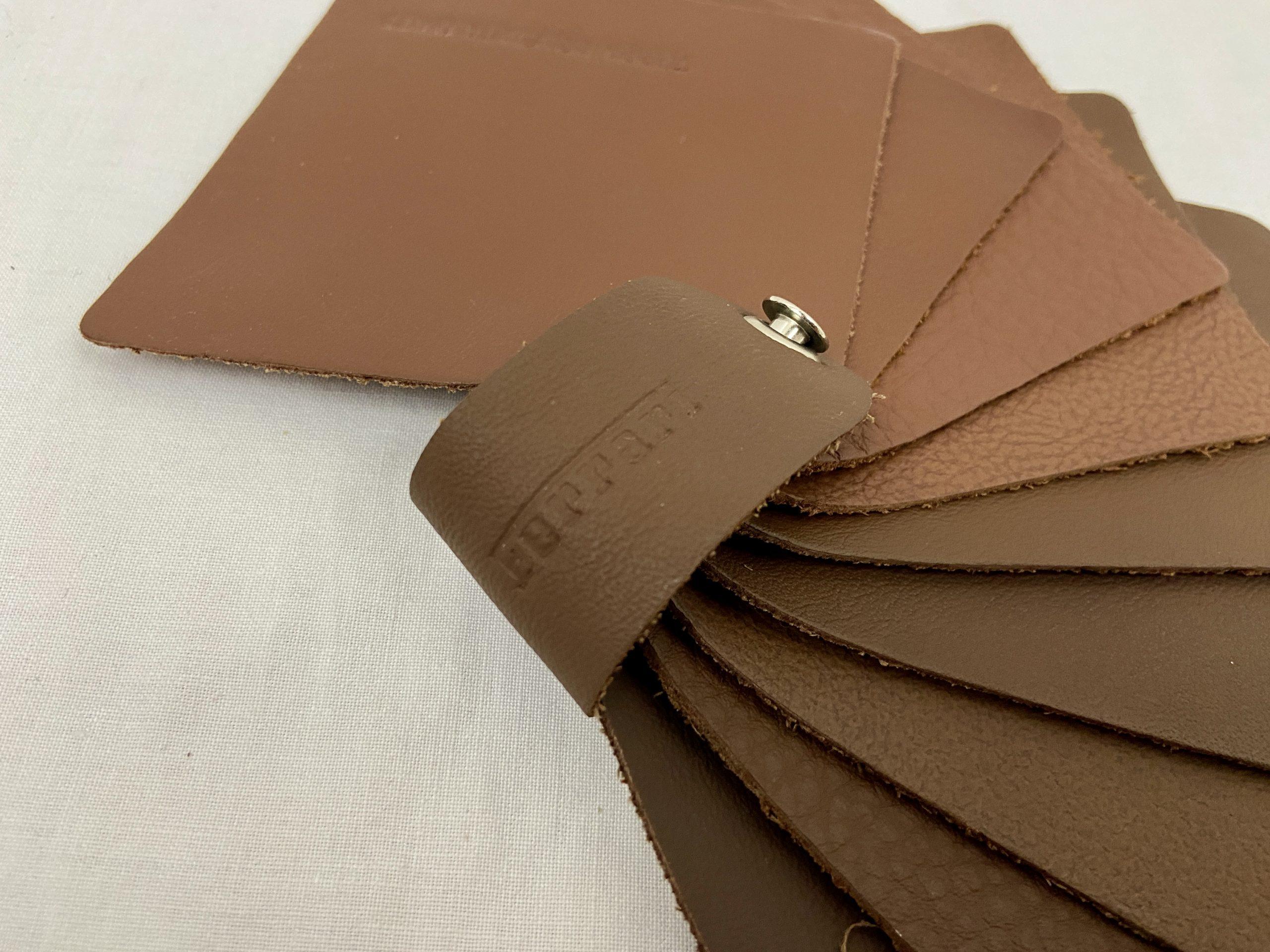 Ferrari Brown Leather Style Sample Swatch, Colour Range - Dealership Brochure