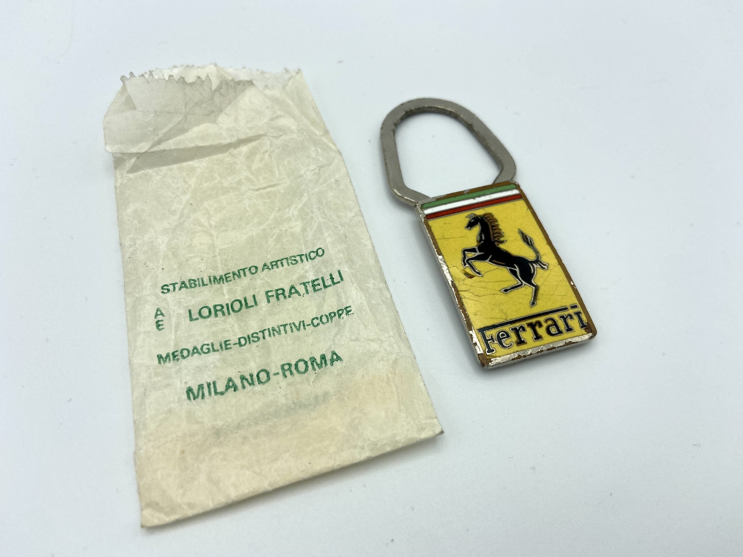 Ferrari A.E.Lorioli Keychain, Keyfob 1970’s - In Paper Bag