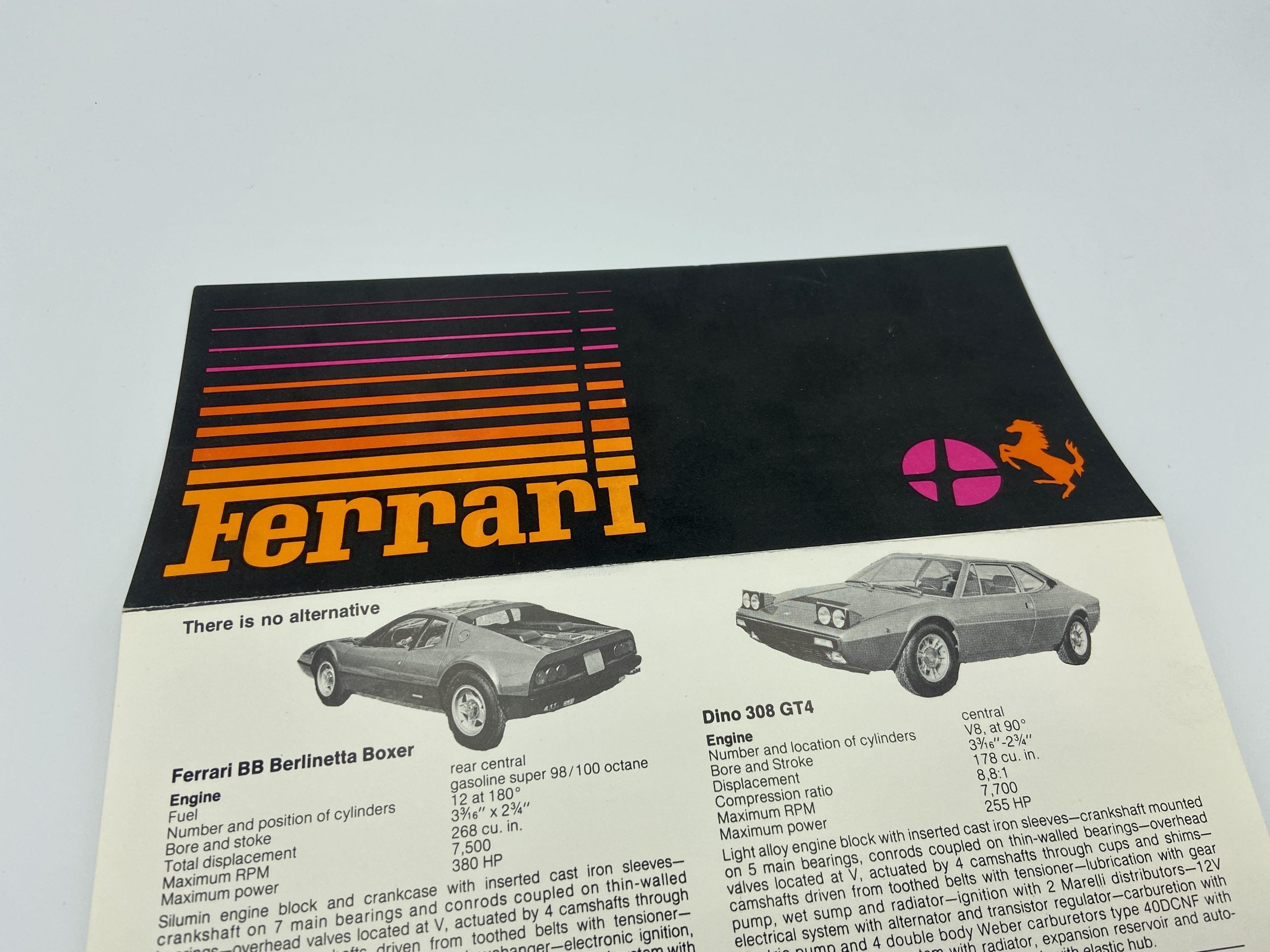 Ferrari 365 GT4 BB Berlinetta Boxer, Dino 308 GT4 Sales Brochure – Yonge Steeles Motors Limited Canada