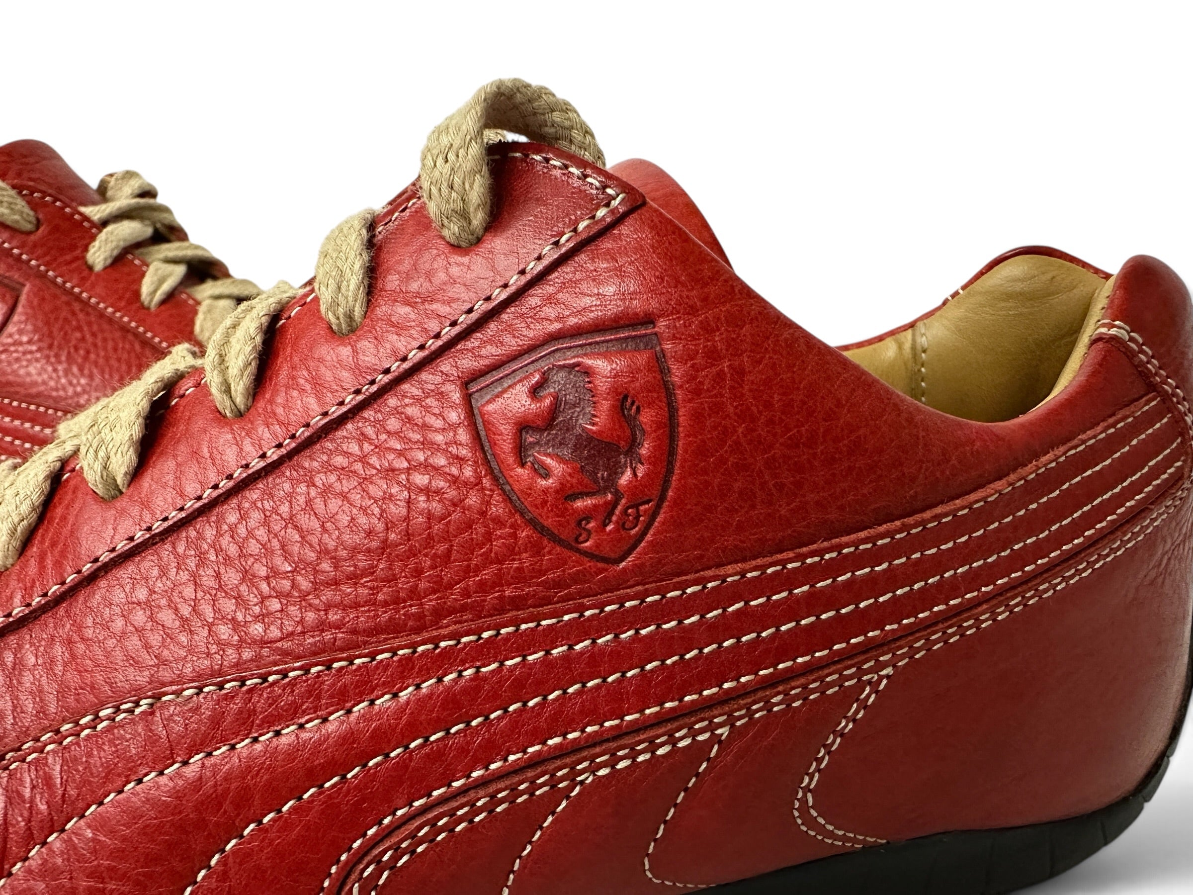 Ferrari Puma By Schedoni Red Leather Sport Shoes, Sneakers - Limited Exclusive Accessory - Size 39