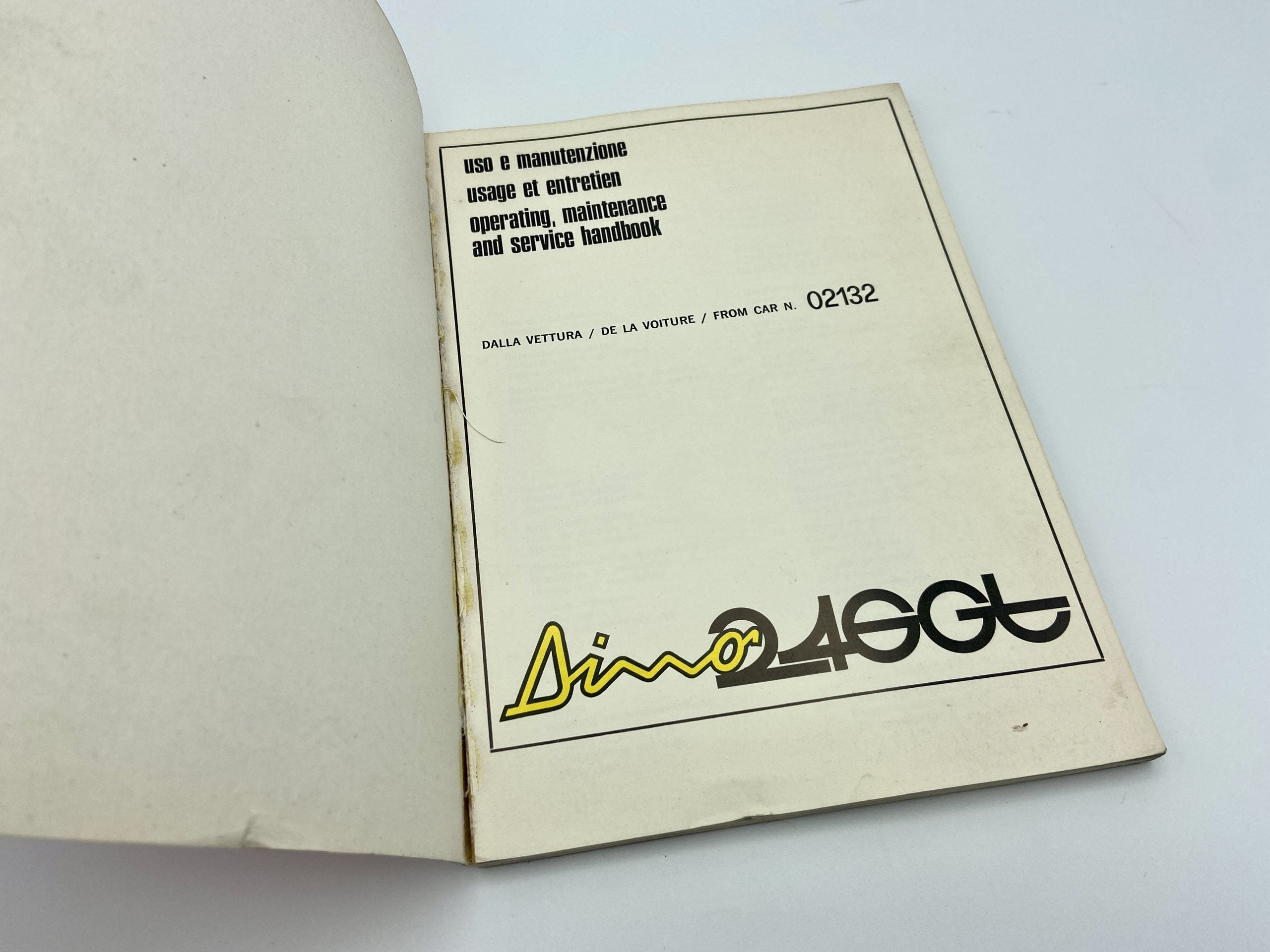 Ferrari Dino 246 GT Owner’s Manual #72/72 – 1972