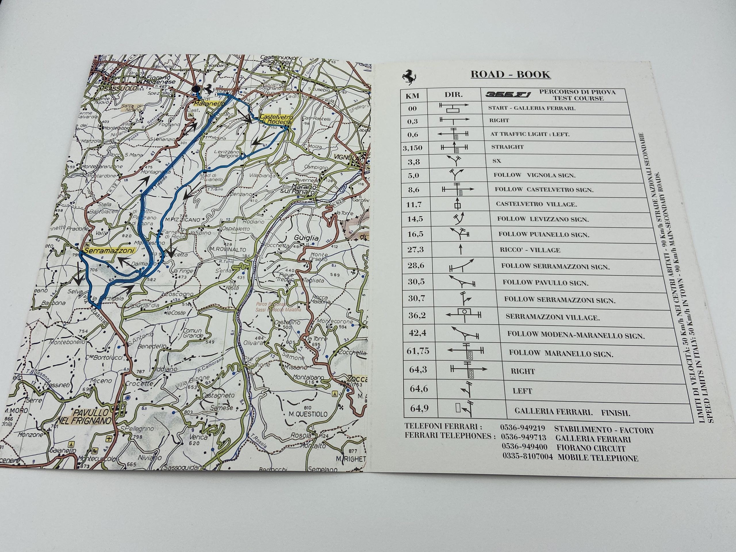 Ferrari 355 F1 Test Course Road Book Brochure 1997