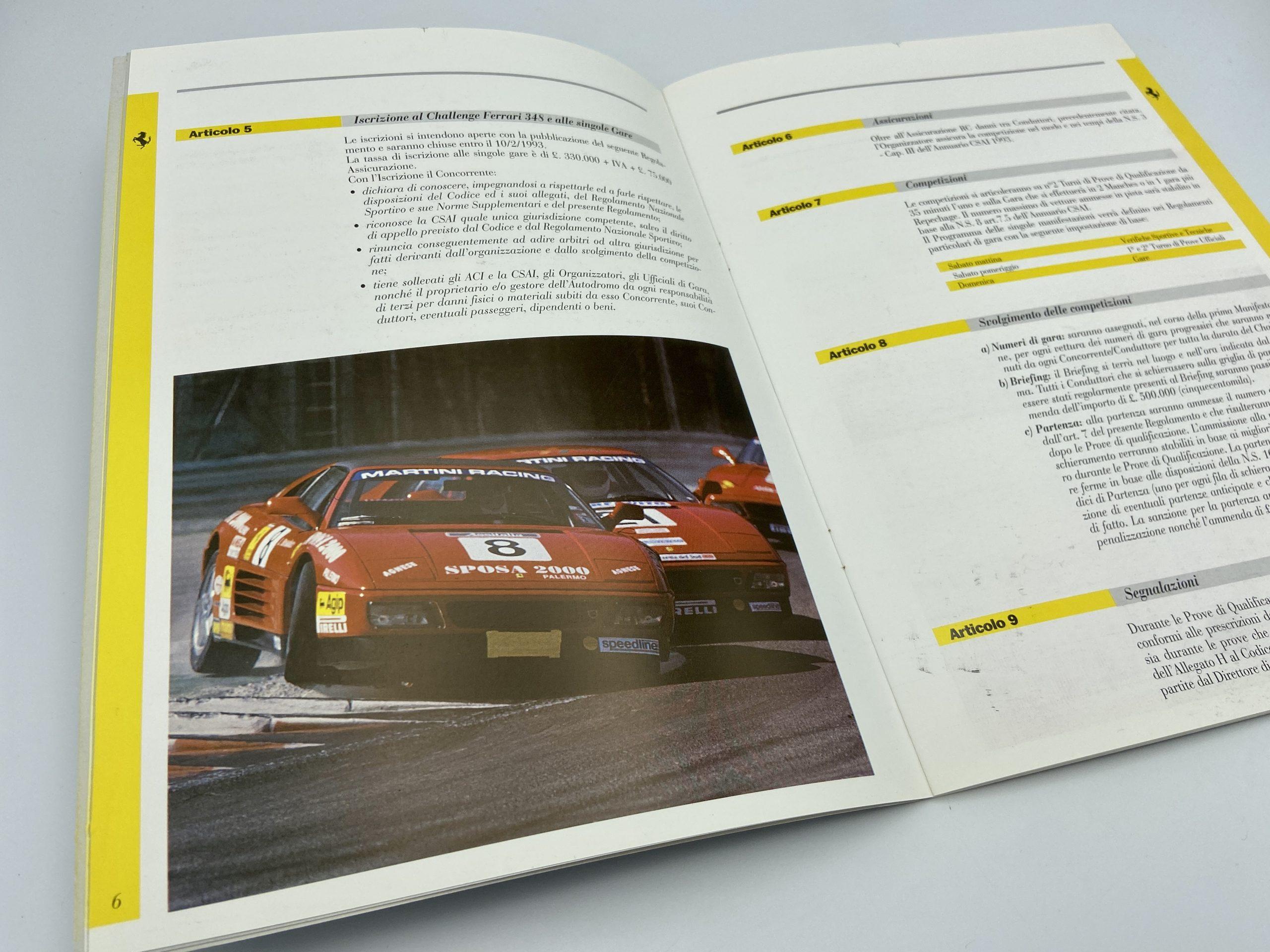 Ferrari 348 Challenge Technical and Sporting Regulations Brochure ...